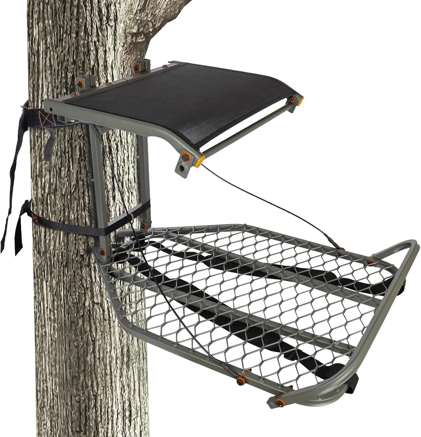Treestands Medium Mesh Hang-on Treestand | Single-Person Hunting Ladderstand | Steel Climbing Tree Stand | Max 300Lbs