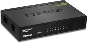 TRENDnet 8-Port Gigabit GREENnet Switch, Ethernet Network Switch, TEG-S82G, 8 x 10-100-1000 Mbps Gigabit Ethernet Ports, Ethernet Splitter, 16 Gbps, Metal, Lifetime Protection, Black