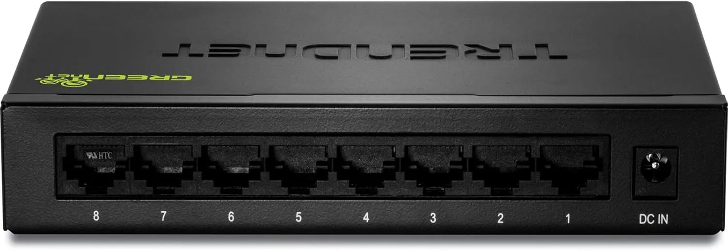 TRENDnet 8-Port Gigabit GREENnet Switch, Ethernet Network Switch, TEG-S82G, 8 x 10-100-1000 Mbps Gigabit Ethernet Ports, Ethernet Splitter, 16 Gbps, Metal, Lifetime Protection, Black