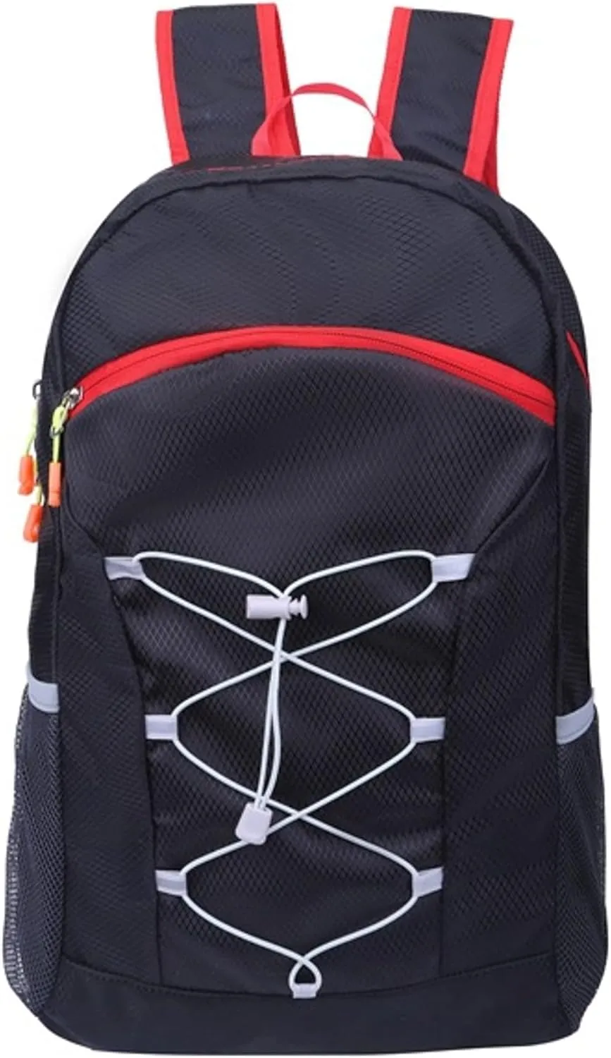 TWO KAT Lightweight Packable Hiking Backpack 20L Bottle Holder, Water Resistant Daypack, Foldable Bags Travel Camping Outdoor (Black)