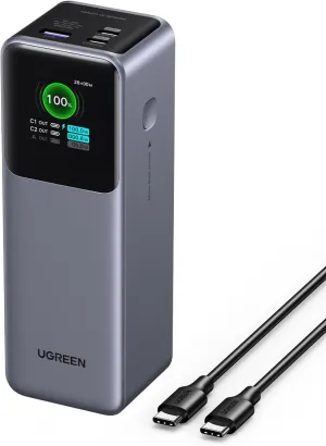 UGREEN Nexode Power Bank 25000mAh 200W Laptop Portable Charger PD 3.1 Fast Charging 90Wh 3-Port Battery Pack with TFT Smart Display for MacBook Pro/Air/ipad/iPhone 16/Samsung S24/Dell/HP and More