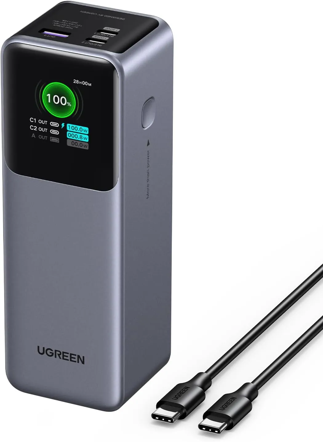 UGREEN Nexode Power Bank 25000mAh 200W Laptop Portable Charger PD 3.1 Fast Charging 90Wh 3-Port Battery Pack with TFT Smart Display for MacBook Pro/Air/ipad/iPhone 16/Samsung S24/Dell/HP and More