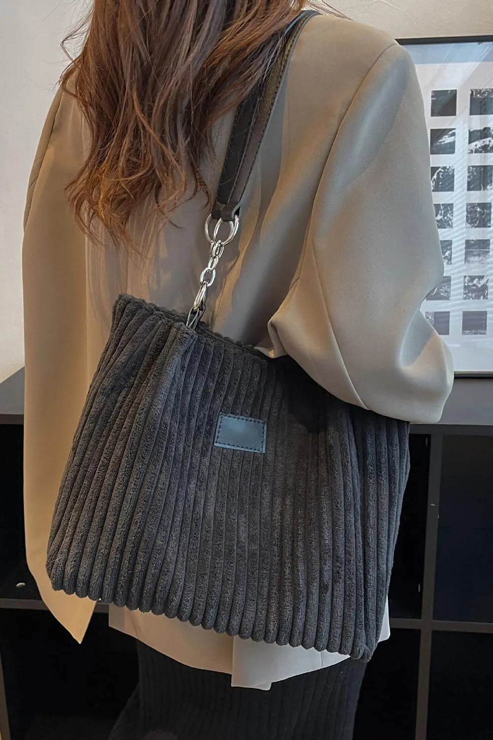 Ulisty Women Corduroy Tote Bag - Casual Shoulder Bag for Daily Shopping & Fashion