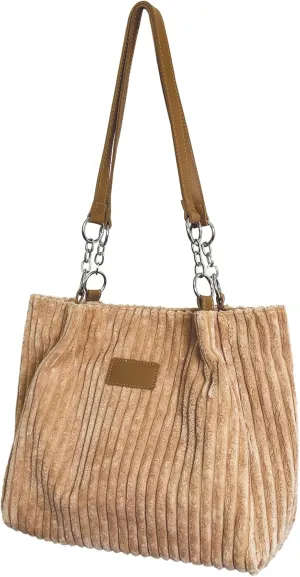 Ulisty Women Corduroy Tote Bag - Casual Shoulder Bag for Daily Shopping & Fashion