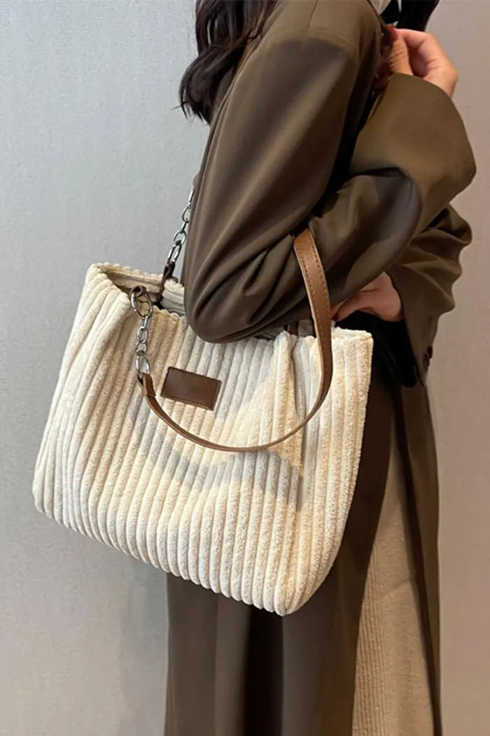 Ulisty Women Corduroy Tote Bag - Casual Shoulder Bag for Daily Shopping & Fashion