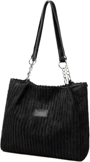 Ulisty Women Corduroy Tote Bag - Casual Shoulder Bag for Daily Shopping & Fashion