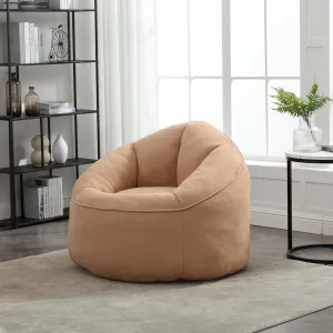 Ultimate Comfort with Compressed Bean Bag Sofa Chair, Soft Foam Padding and Footrest, for Relaxing, Tan