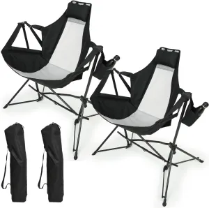 Ultimate Relaxation with Hammock Camping Chair, Portable Folding Rocking Design with Adjustable Backrest, Black