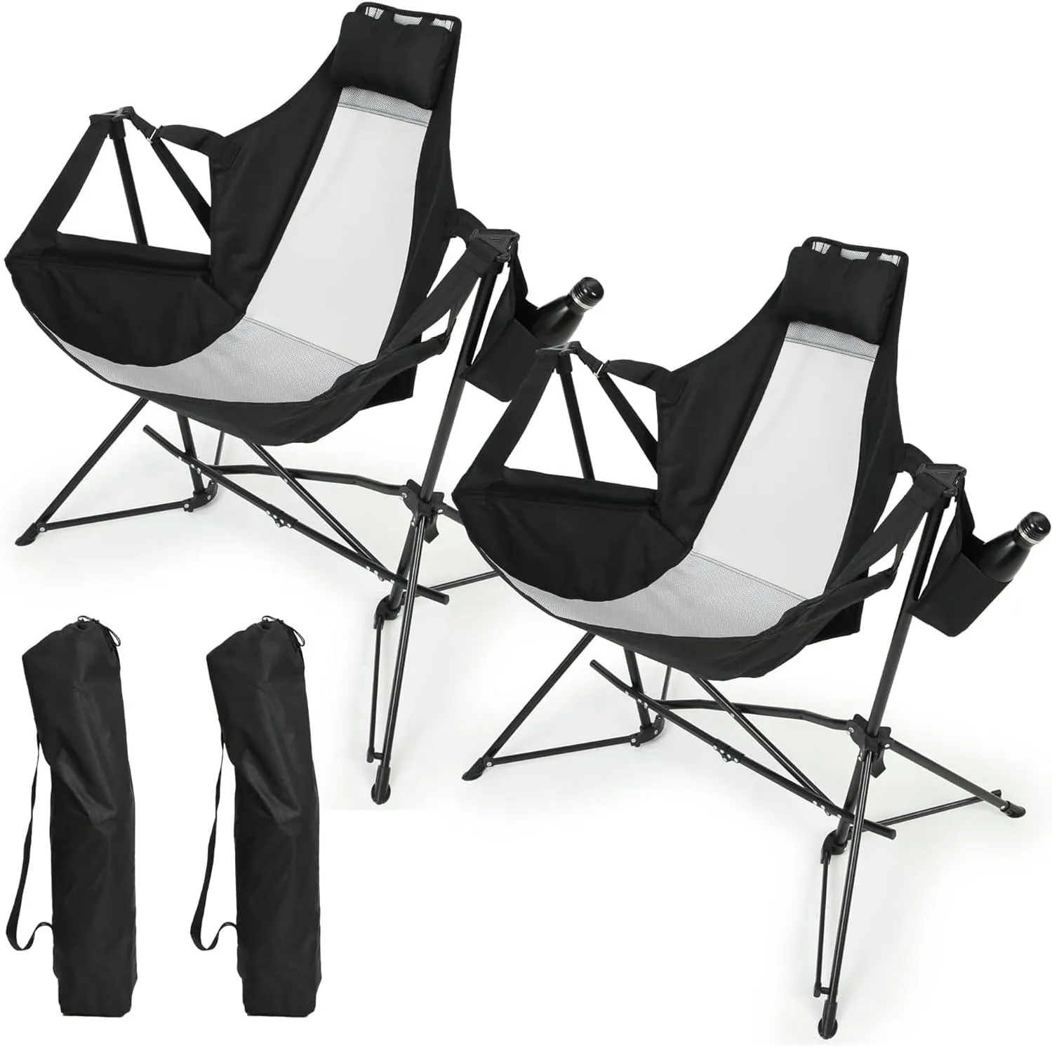 Ultimate Relaxation with Hammock Camping Chair, Portable Folding Rocking Design with Adjustable Backrest, Black