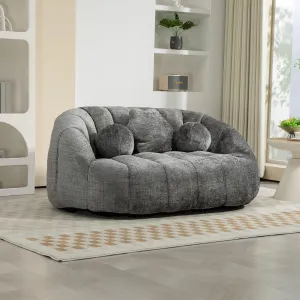 Ultimate Relaxation with High-Back Bean Bag Sofa, Durable Foam Filling, Indoor & Outdoor Use, Grey Chenille