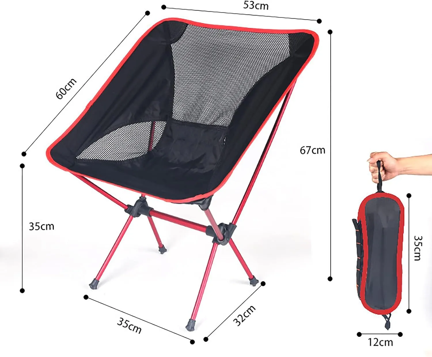 Ultralight Folding Camping Chair, Portable Compact for Outdoor Camp, Travel, Beach, Picnic, Festival, Hiking, Lightweight Backpacking