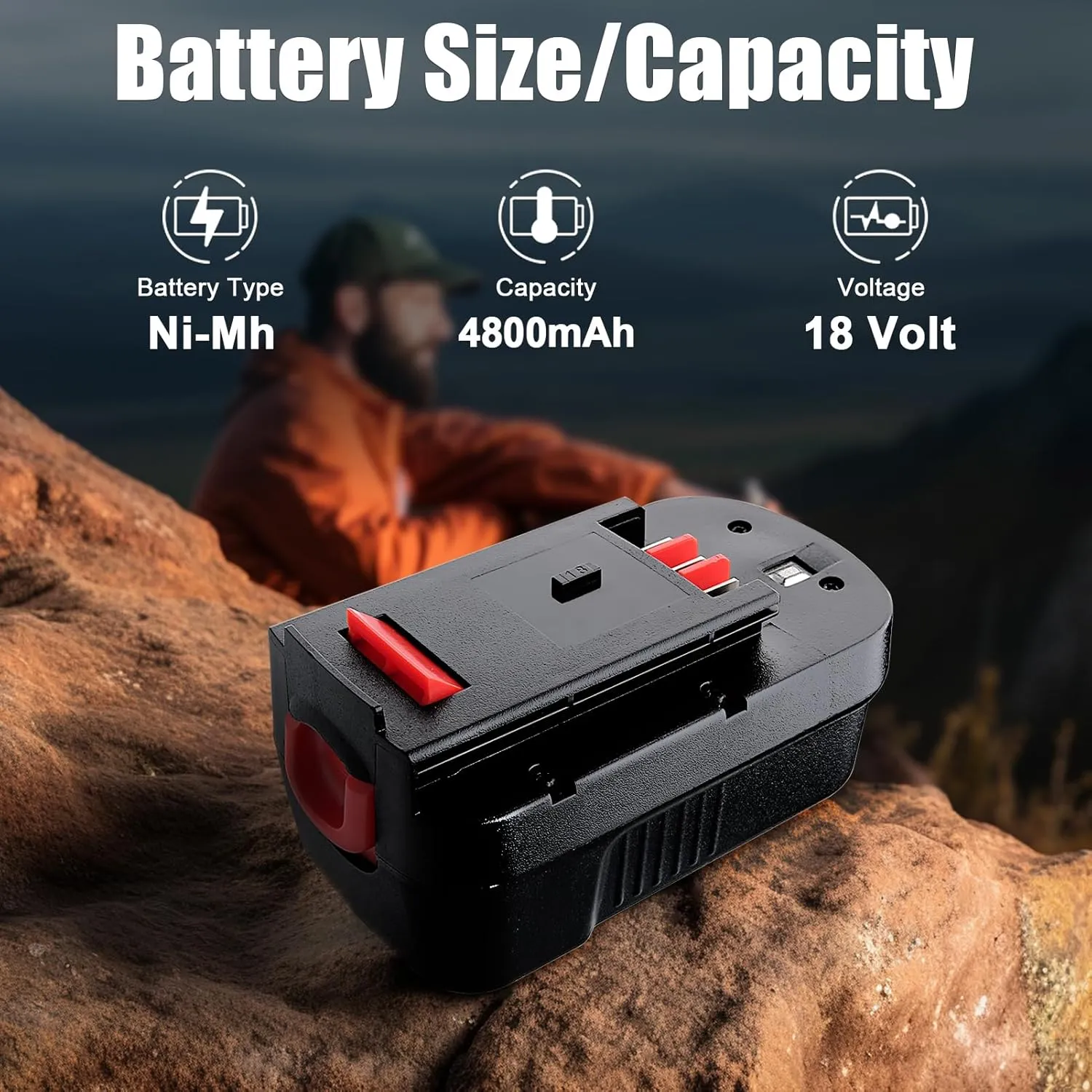 【Upgraded to 4800mAh】2Pack HPB18 Replacement for Black and Decker Battery Compatible with Black and Decker 18V Battery HPB18-OPE FSB18 Tools 244760-00 A1718 FS18FL FSB18 Firestorm Cordless Power Tools