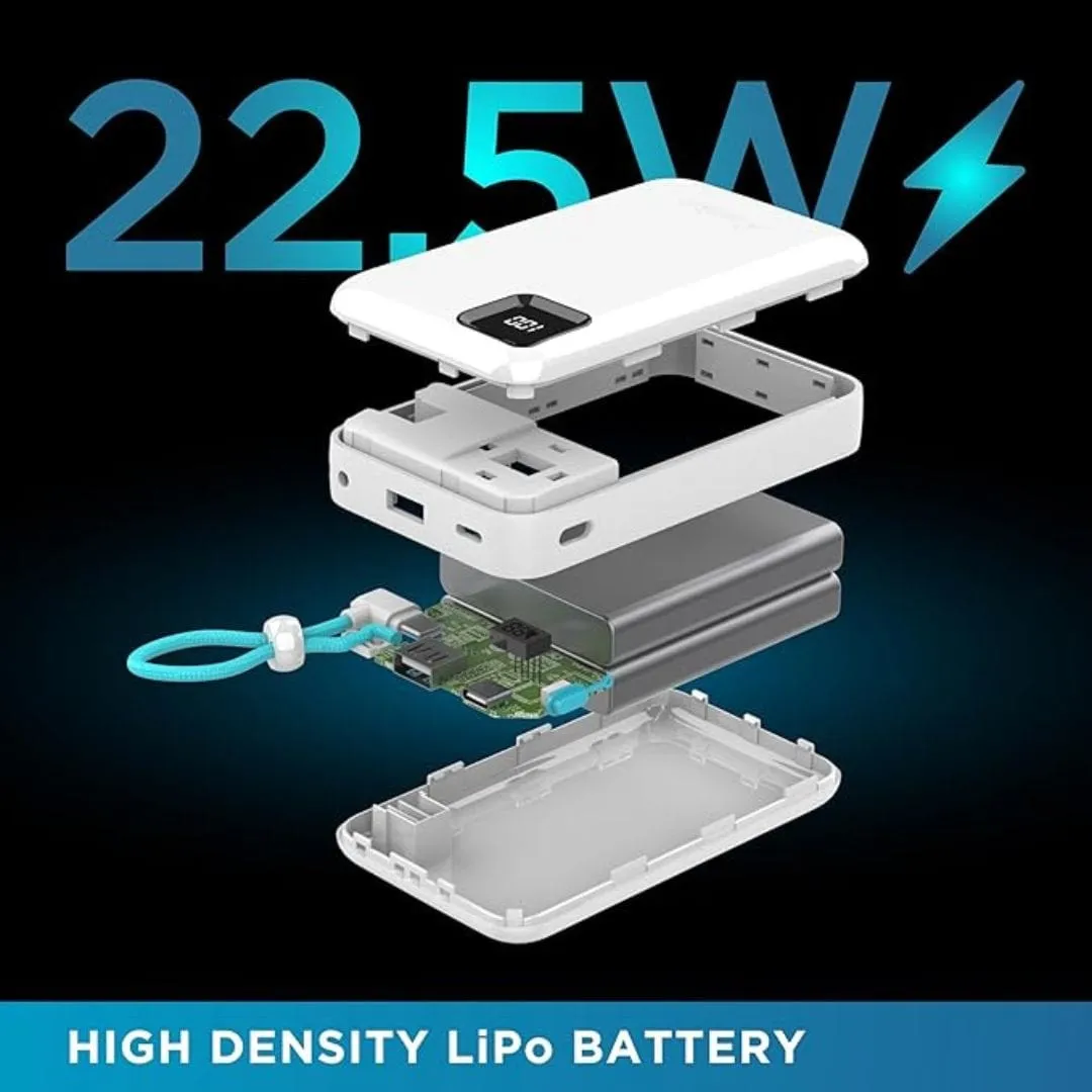 URBN 20000mAh Power Bank with Built-in Type-C Cable (White)