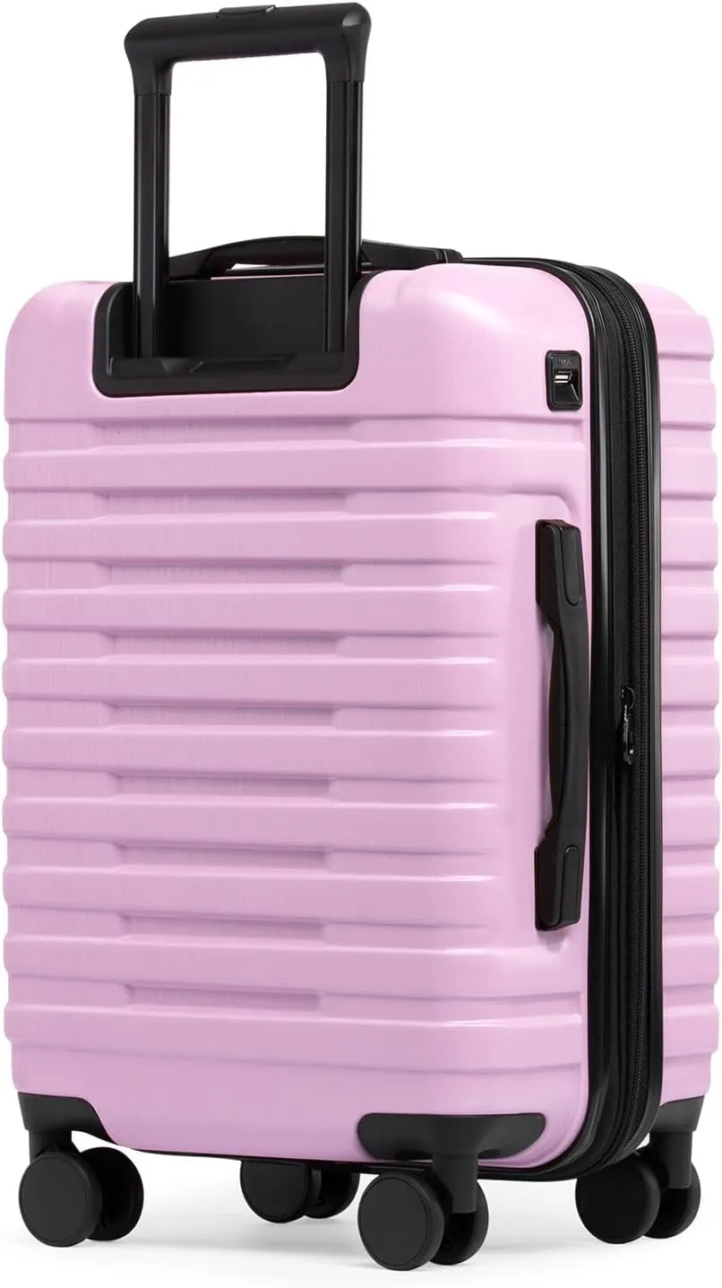 U.S. Traveler Boren Polycarbonate Hardside Rugged Travel Suitcase Luggage with 8 Spinner Wheels, Aluminum Handle, Lavender, Carry-on 22-Inch, USB Port