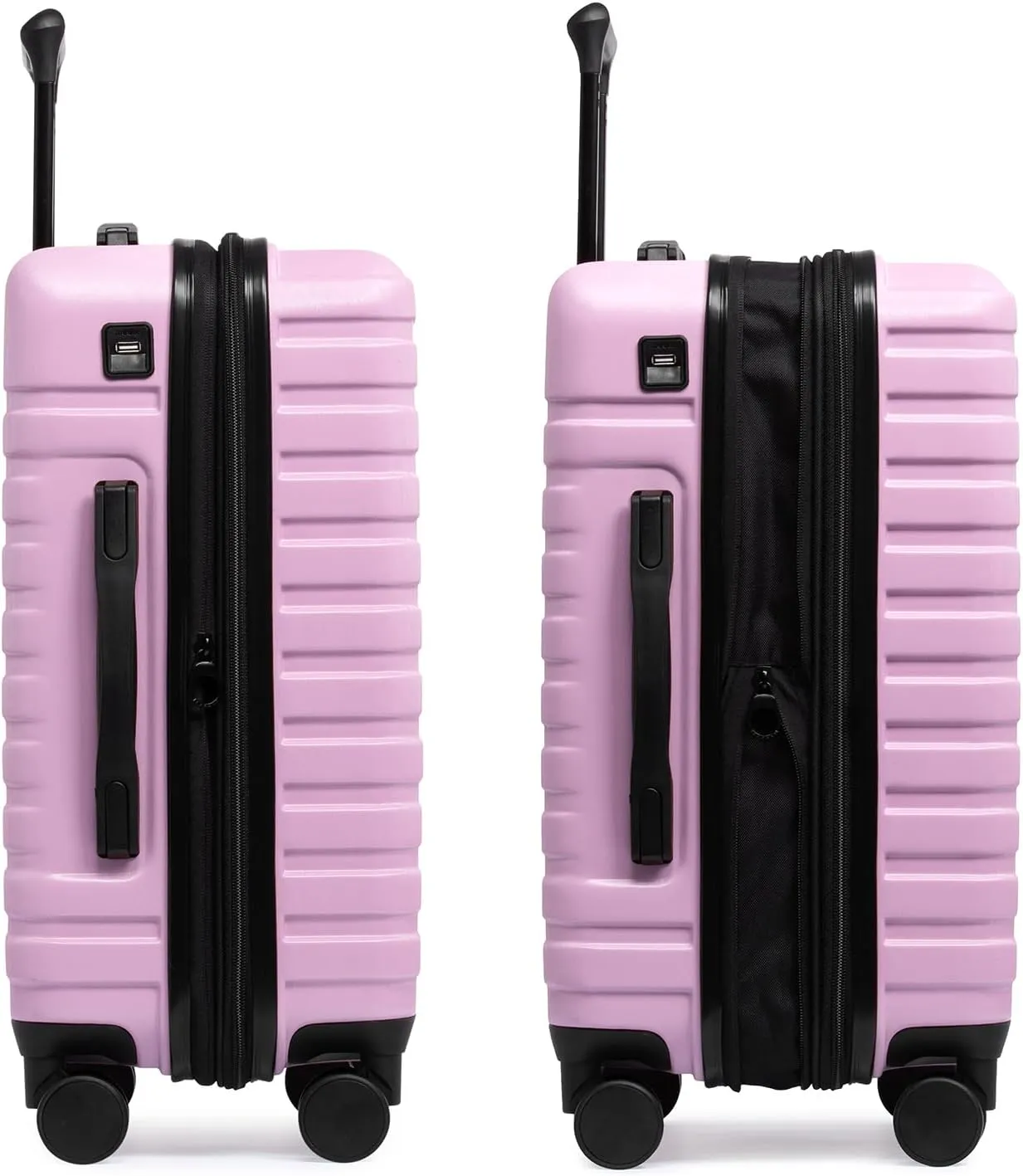 U.S. Traveler Boren Polycarbonate Hardside Rugged Travel Suitcase Luggage with 8 Spinner Wheels, Aluminum Handle, Lavender, Carry-on 22-Inch, USB Port