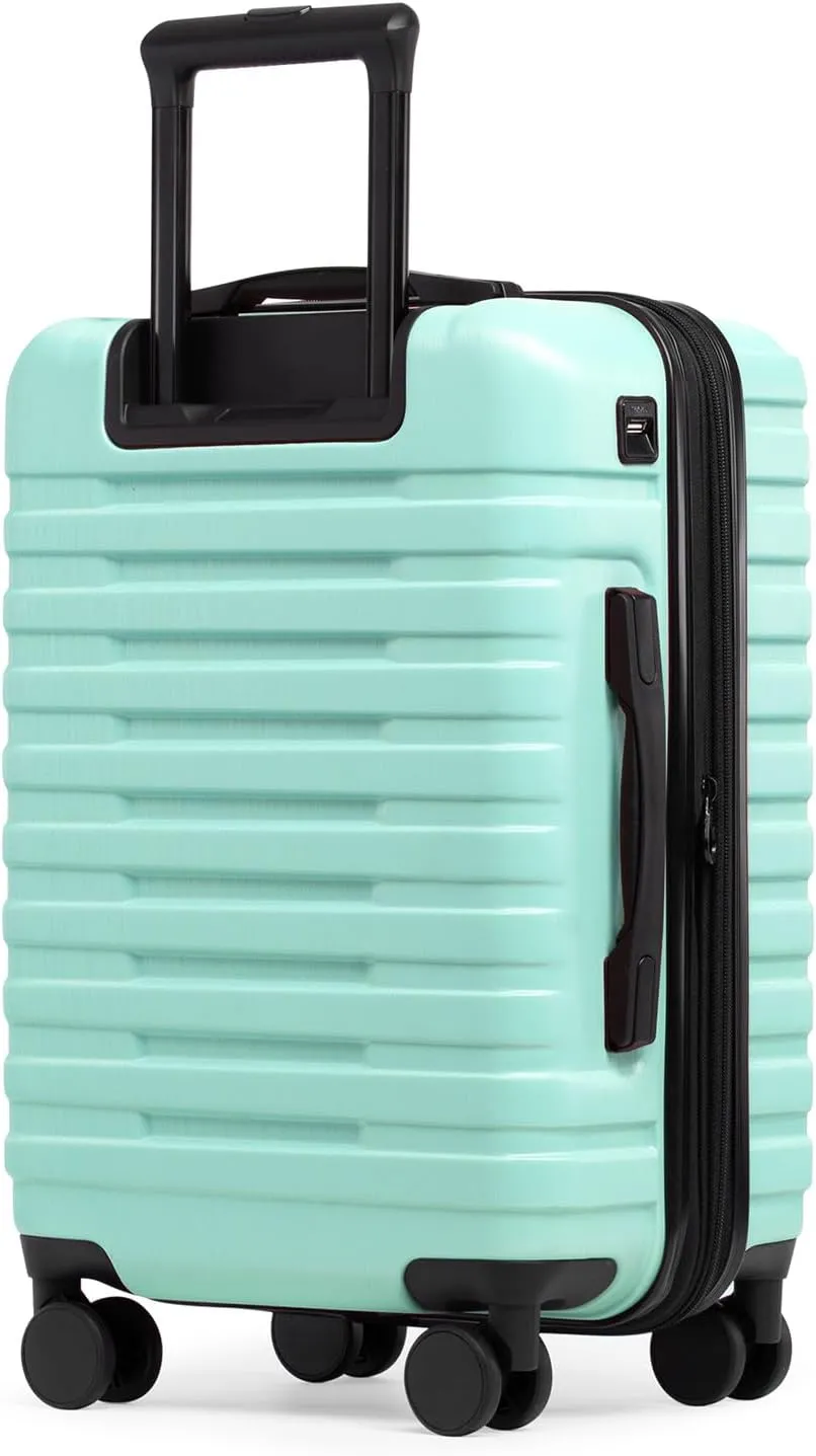 U.S. Traveler Boren Polycarbonate Hardside Rugged Travel Suitcase Luggage with 8 Spinner Wheels, Aluminum Handle, Mint, Carry-on 22-Inch, USB Port