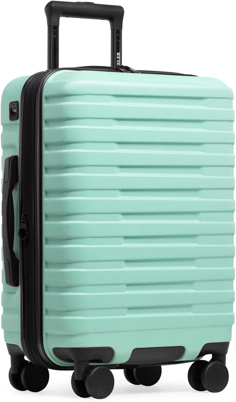U.S. Traveler Boren Polycarbonate Hardside Rugged Travel Suitcase Luggage with 8 Spinner Wheels, Aluminum Handle, Mint, Carry-on 22-Inch, USB Port