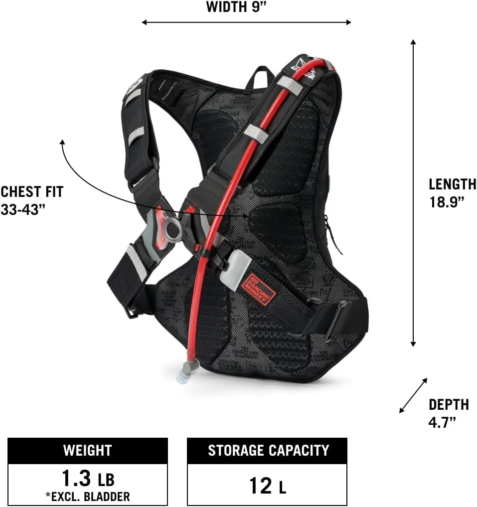 USWE Moto Hydro Hydration Pack - with Water Bladder, a High End, Bounce Free Backpack for Enduro and Off-Road Motorcycle