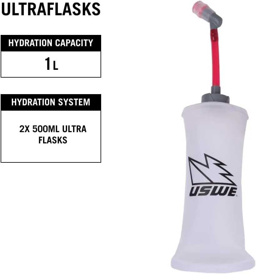 USWE Pace - Running Vest Hydration Pack with 2 x 500ml UltraFlask, Backpack for Men and Women
