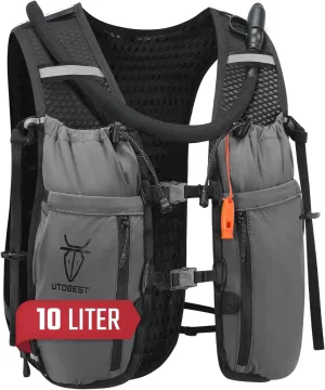 UTOBEST Upgrade Running Hydration Vest 10L, Running Backpack for Women Men Multi-Functional Storage, Adjustable Water Vest for Trail Marathon Race Jogging Cycling