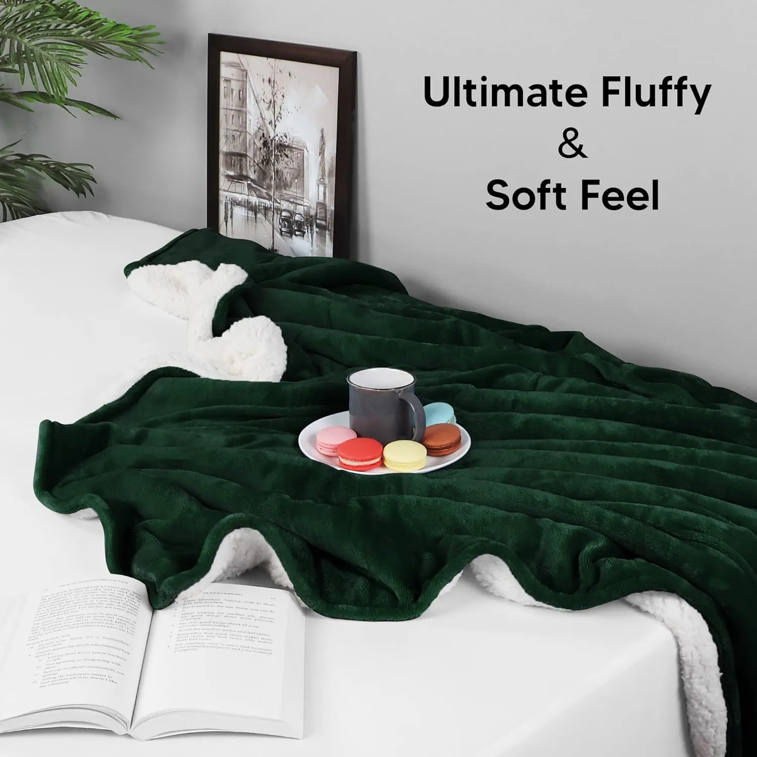 Utopia Bedding Sherpa Blanket King Size (Forest Green, 90x102 Inches) - Soft Lightweight Plush Fleece Reversible Blanket for Bed, Sofa, Couch, Camping and Travel