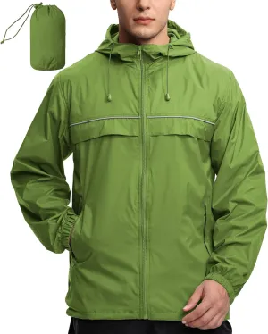 V VALANCH Mens Rain Jacket Waterproof Lightweight Windbreaker with Hood Outdoor Raincoat for Hiking Running Travel