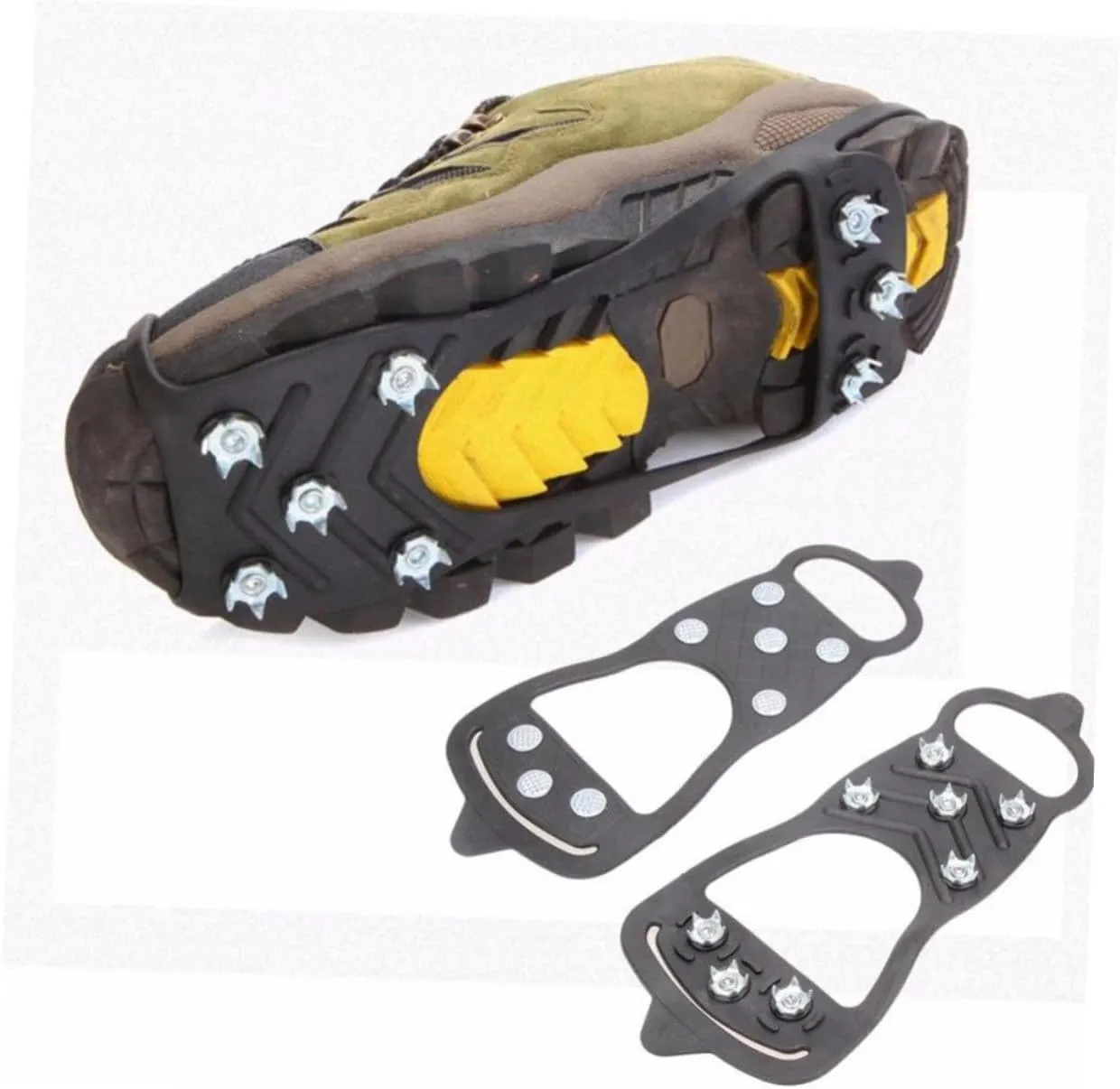 VALICLUD Anti-Slip Eight-Tooth Crampons Ice Skates Ice Cleats for Boots Non-Slip Overshoe Crampons Ice Crampons