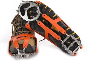VALICLUD Protective Hiking Crampons 18 Tooth Snow Ice Cleats Boot Spikes Ice Shoes Grips for Safe Winter Use