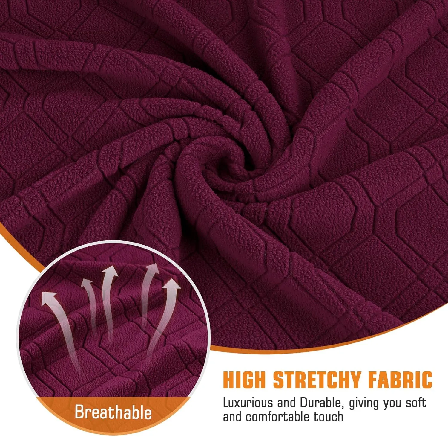 VANSOFY Club Chair Slipcover 2 Piece Stretch Barrel Chair Covers Jacquard Tub Chair Slipcovers Soft Armchair Sofa Cover Couch Furniture Protector（2 Pack,Burgundy）