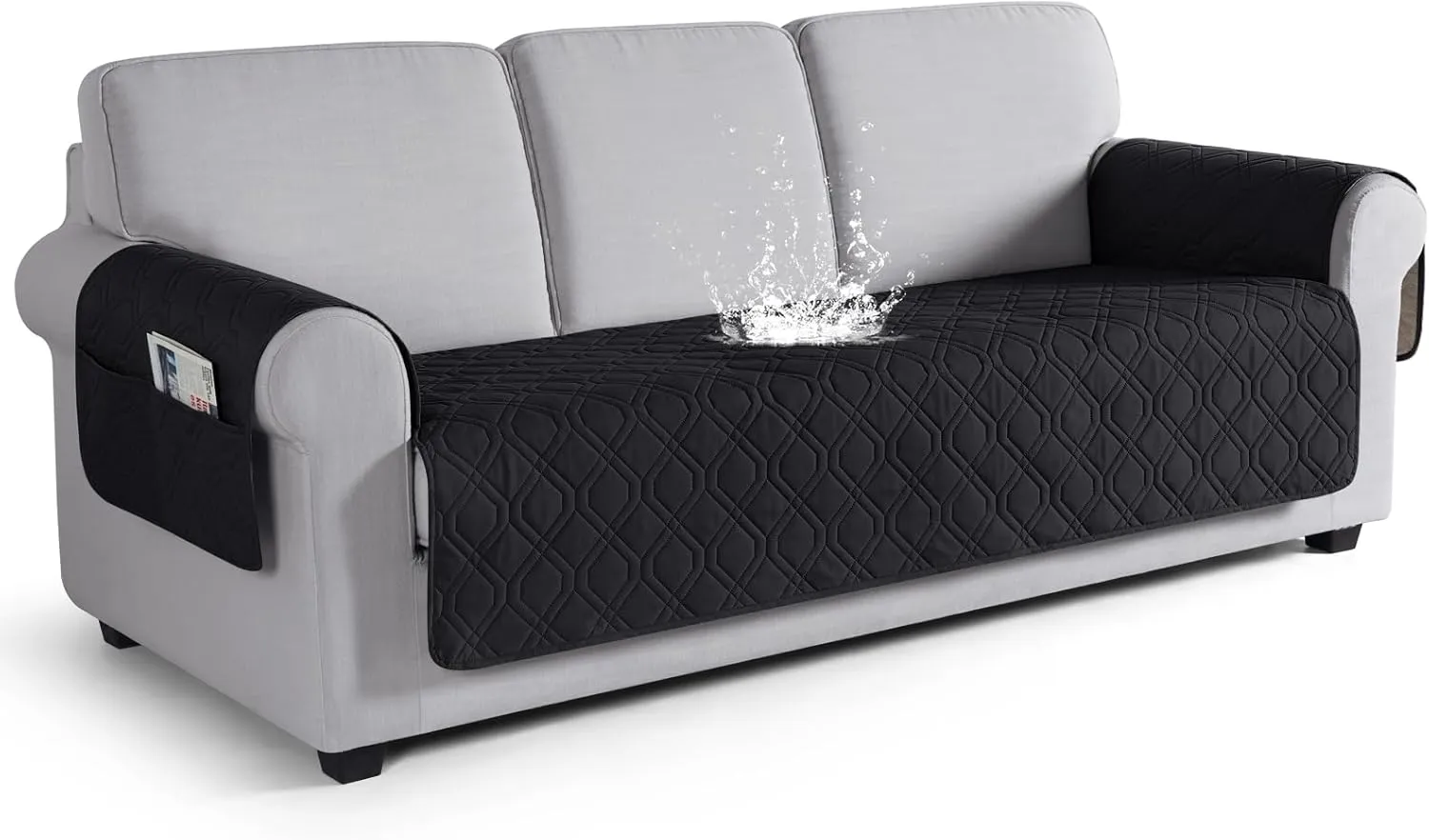VANSOFY Couch Cover, Waterproof Sofa Covers Washable Slipcover Furniture Protector Couch Seat Covers Non-Slip Couch Cover for Dogs, Pets(Sofa, Black)