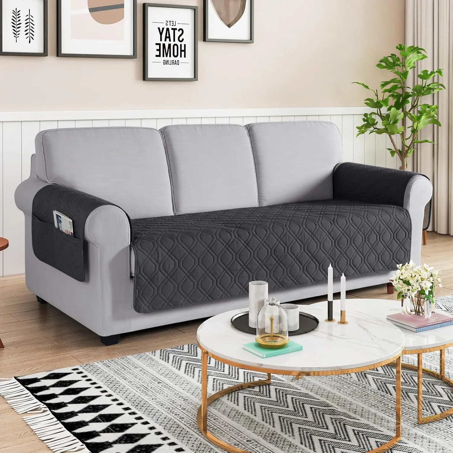VANSOFY Couch Cover, Waterproof Sofa Covers Washable Slipcover Furniture Protector Couch Seat Covers Non-Slip Couch Cover for Dogs, Pets(Sofa, Charcoal Gray)