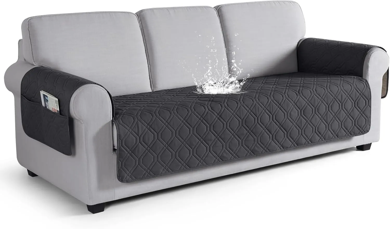 VANSOFY Couch Cover, Waterproof Sofa Covers Washable Slipcover Furniture Protector Couch Seat Covers Non-Slip Couch Cover for Dogs, Pets(Sofa, Charcoal Gray)