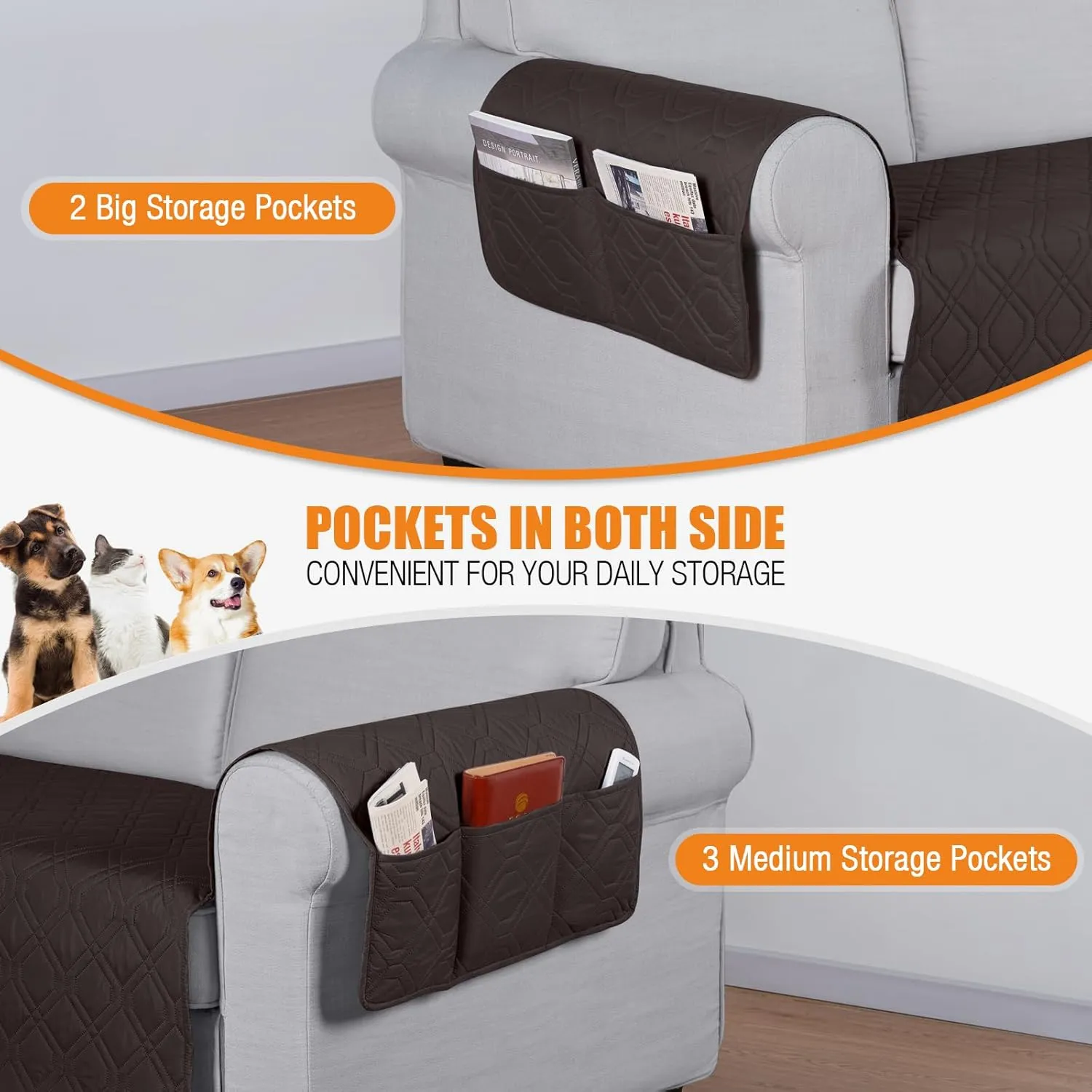 VANSOFY Couch Cover, Waterproof Sofa Covers Washable Slipcover Furniture Protector Couch Seat Covers Non-Slip Couch Cover for Dogs, Pets(Sofa, Chocolate)