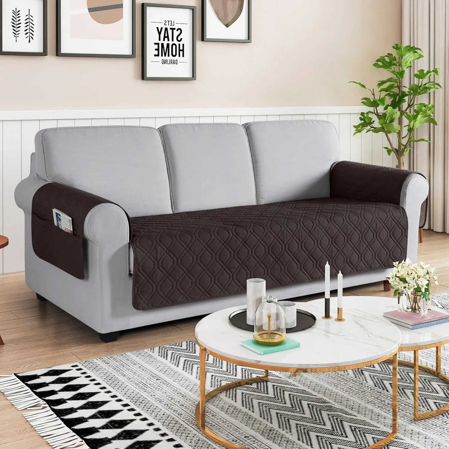 VANSOFY Couch Cover, Waterproof Sofa Covers Washable Slipcover Furniture Protector Couch Seat Covers Non-Slip Couch Cover for Dogs, Pets(Sofa, Chocolate)