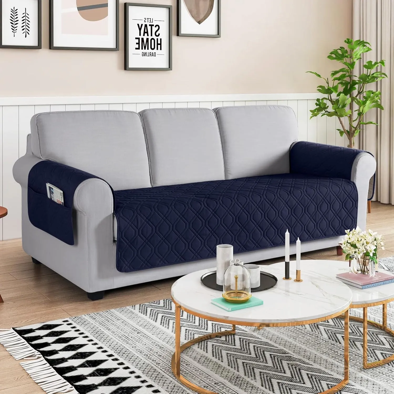 VANSOFY Couch Cover, Waterproof Sofa Covers Washable Slipcover Furniture Protector Couch Seat Covers Non-Slip Couch Cover for Dogs, Pets(Sofa, Dark Blue)