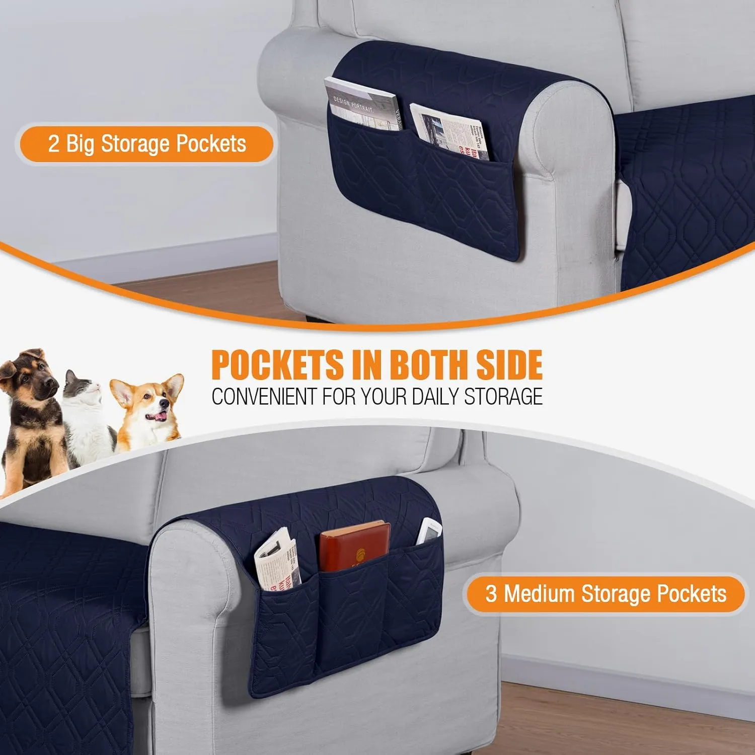 VANSOFY Couch Cover, Waterproof Sofa Covers Washable Slipcover Furniture Protector Couch Seat Covers Non-Slip Couch Cover for Dogs, Pets(Sofa, Dark Blue)