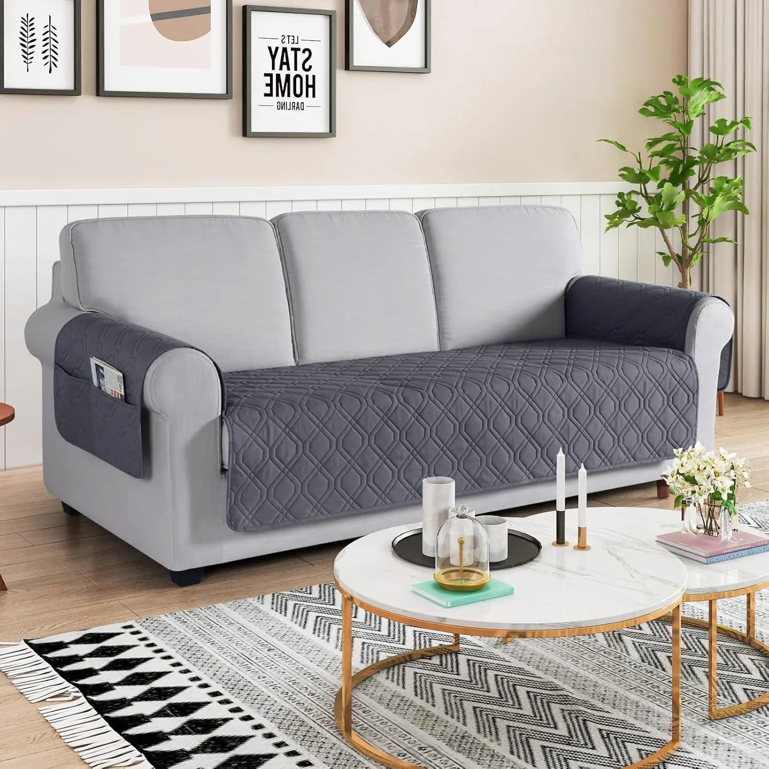 VANSOFY Couch Cover, Waterproof Sofa Covers Washable Slipcover Furniture Protector Couch Seat Covers Non-Slip Couch Cover for Dogs, Pets(Sofa, Dark Gray)