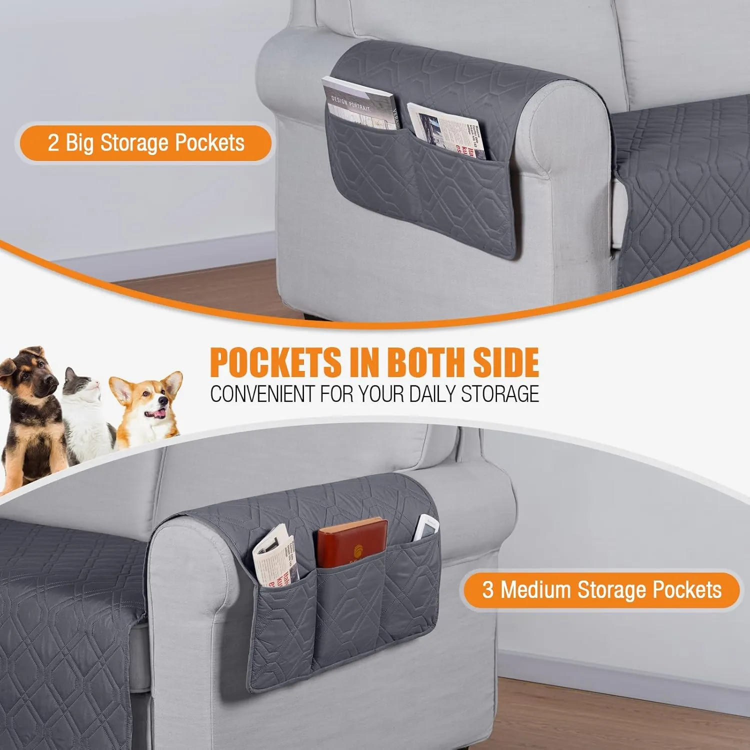 VANSOFY Couch Cover, Waterproof Sofa Covers Washable Slipcover Furniture Protector Couch Seat Covers Non-Slip Couch Cover for Dogs, Pets(Sofa, Dark Gray)