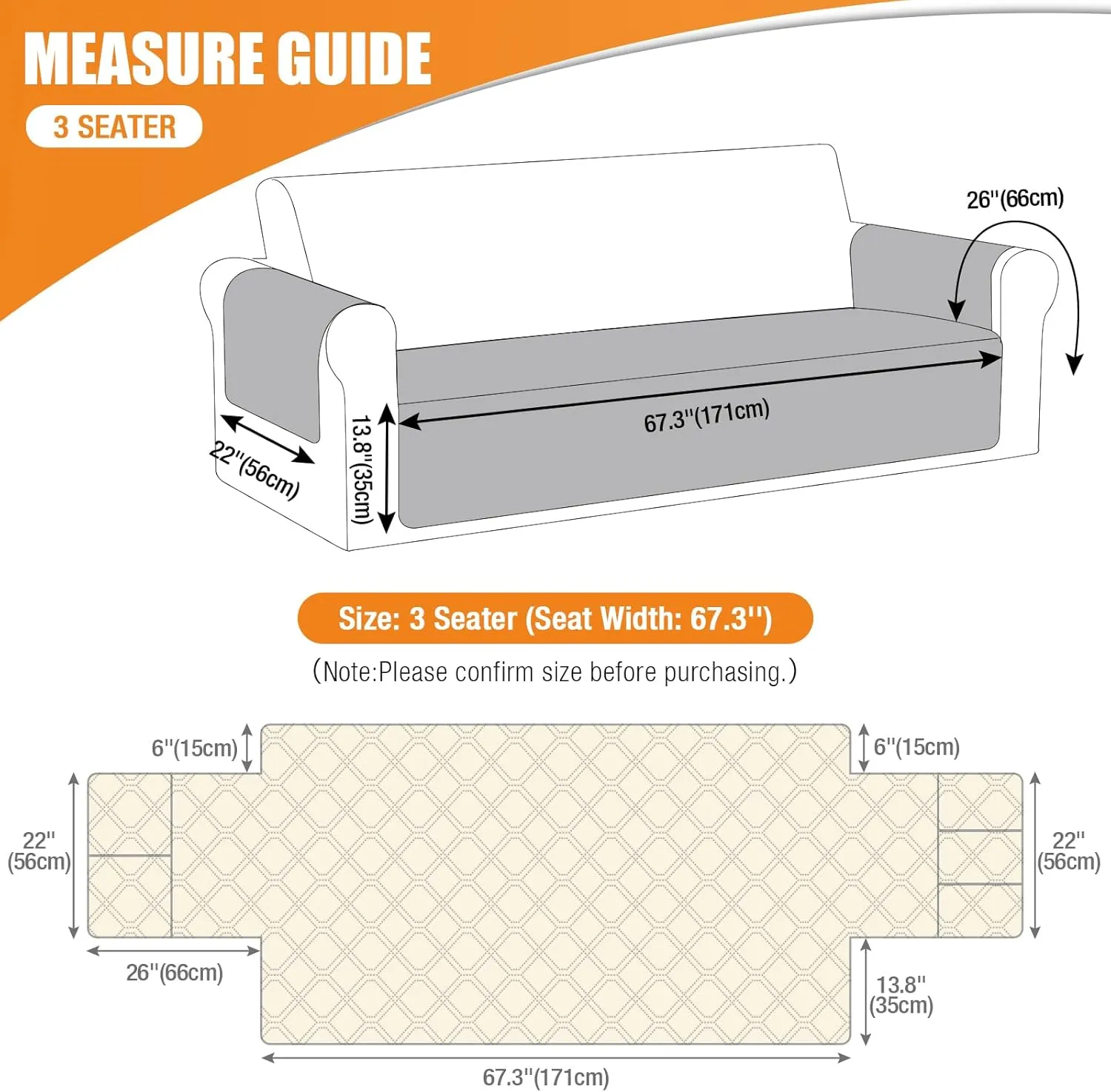 VANSOFY Couch Cover, Waterproof Sofa Covers Washable Slipcover Furniture Protector Couch Seat Covers Non-Slip Couch Cover for Dogs, Pets(Sofa, Off White)