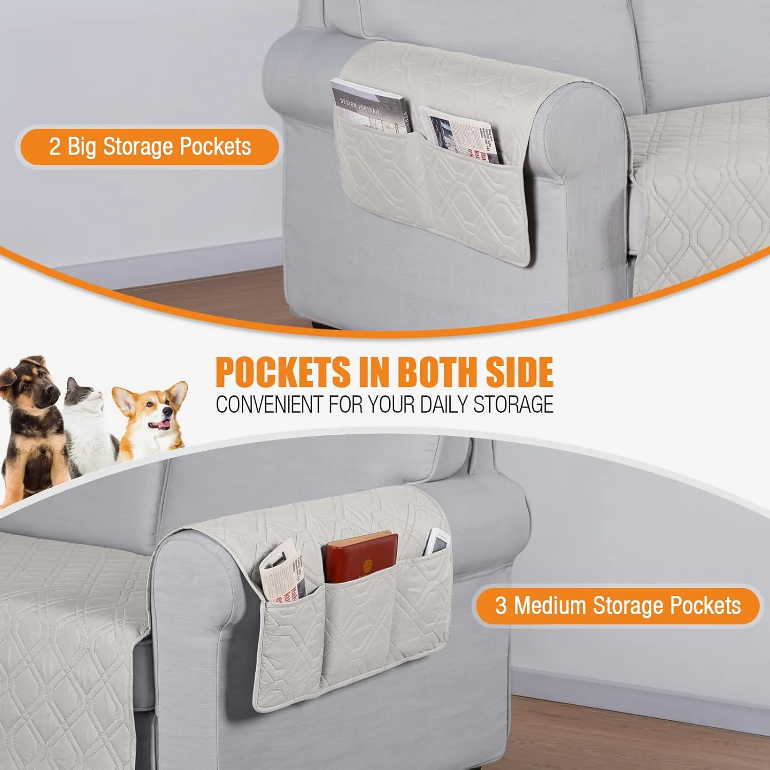 VANSOFY Couch Cover, Waterproof Sofa Covers Washable Slipcover Furniture Protector Couch Seat Covers Non-Slip Couch Cover for Dogs, Pets(Sofa, Off White)