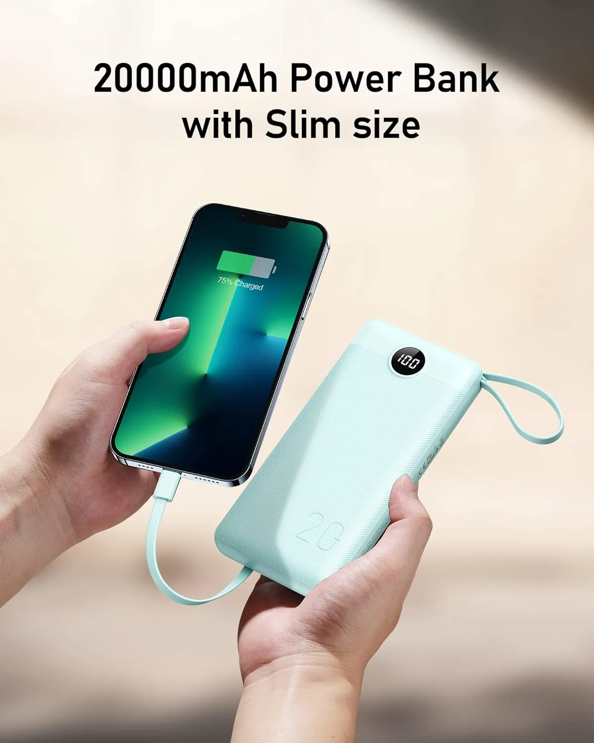 VEEKTOMX Portable Charger with Built-in Cables, 20000mAh Power Bank for iPhone, Fast Charging USB C Battery Pack, Travel Essentials Powerbank Compatible with iPhone, Samsung, Android, etc