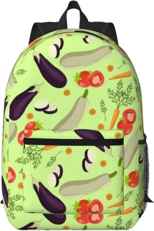Vegetables Tomato Eggplant Carrots Pattern Backpack for Worker Business Hiking Travel Shoulders Bag Fashion Backpack