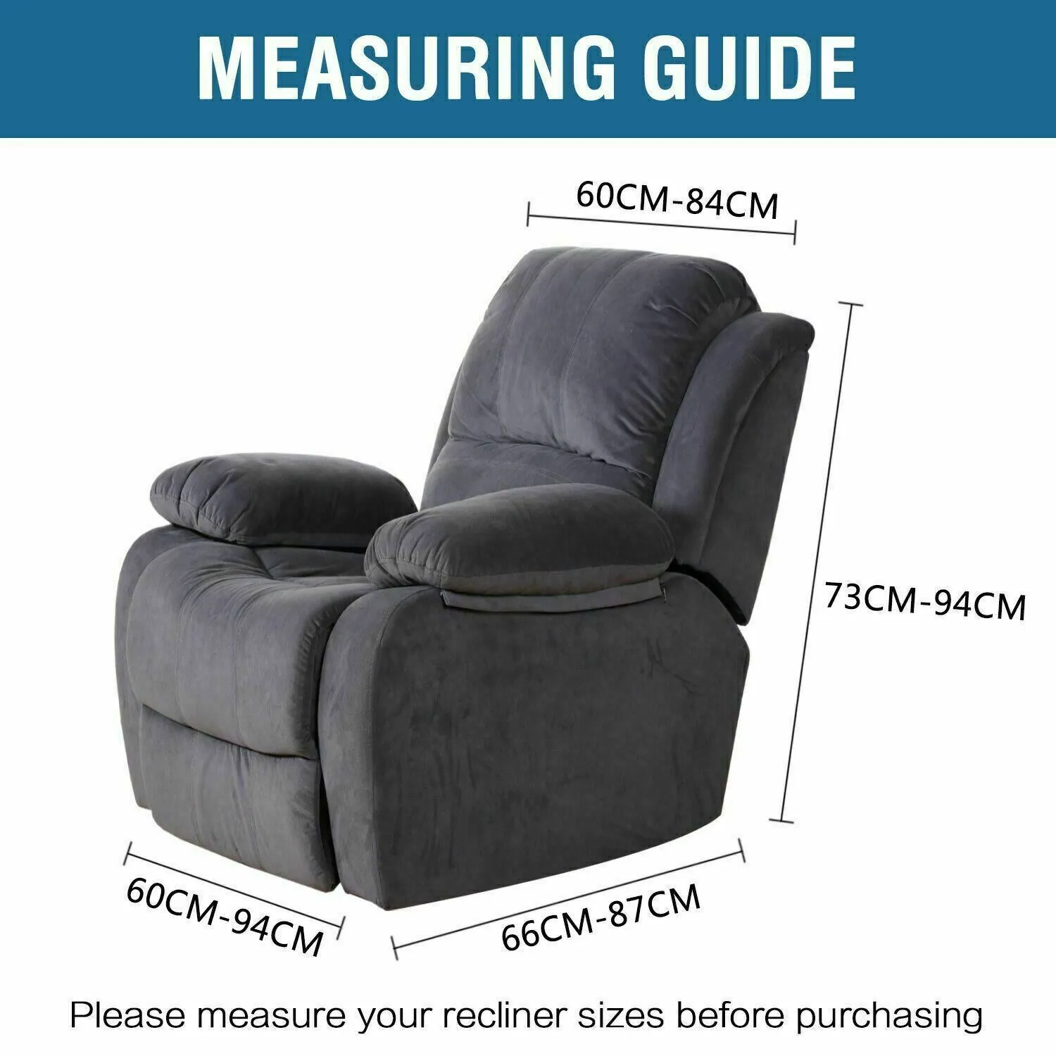 Velvet Stretch Recliner Chair Covers Slip Covers Feature Thick Velour Material