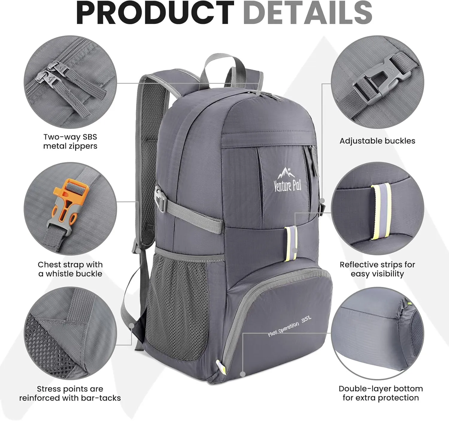 Venture Pal 35L Ultralight Lightweight Packable Foldable Travel Camping Hiking Outdoor Sports Backpack Daypack