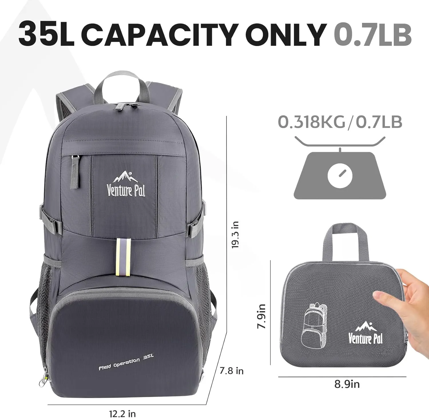 Venture Pal 35L Ultralight Lightweight Packable Foldable Travel Camping Hiking Outdoor Sports Backpack Daypack