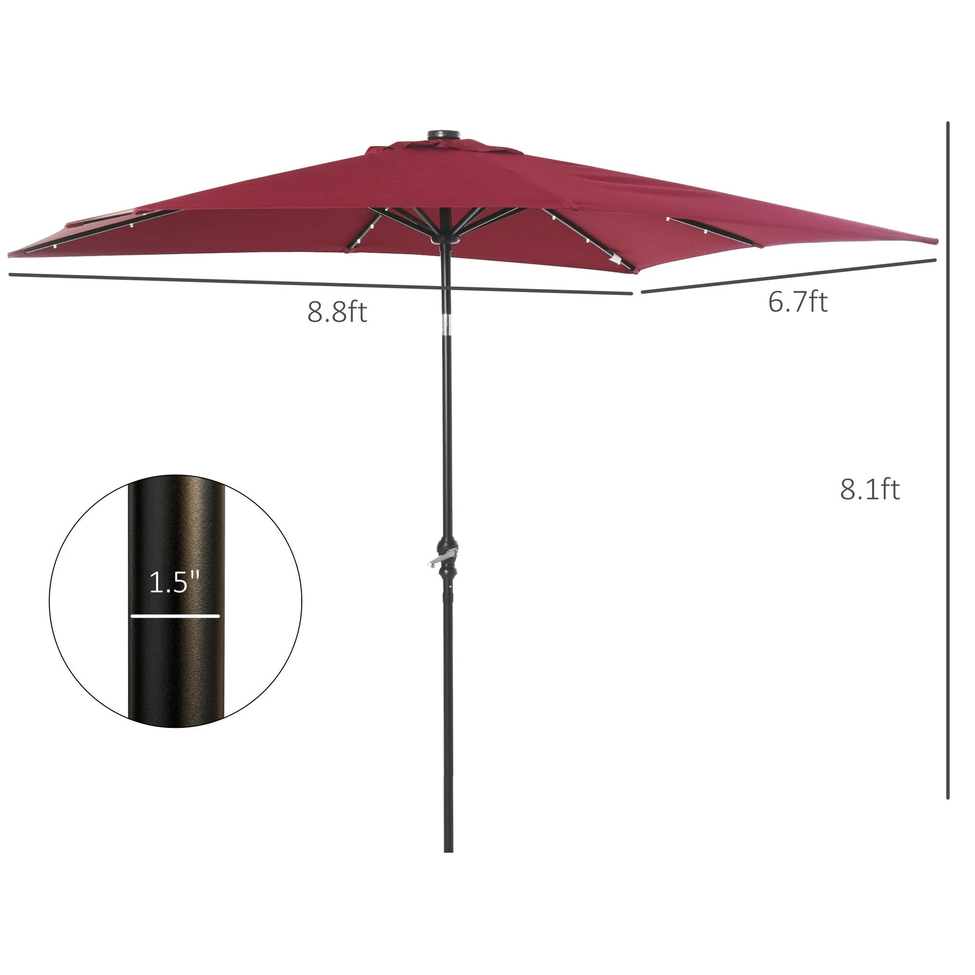 Versatile Outdoor Umbrella with Advanced Solar and Adjustable Features