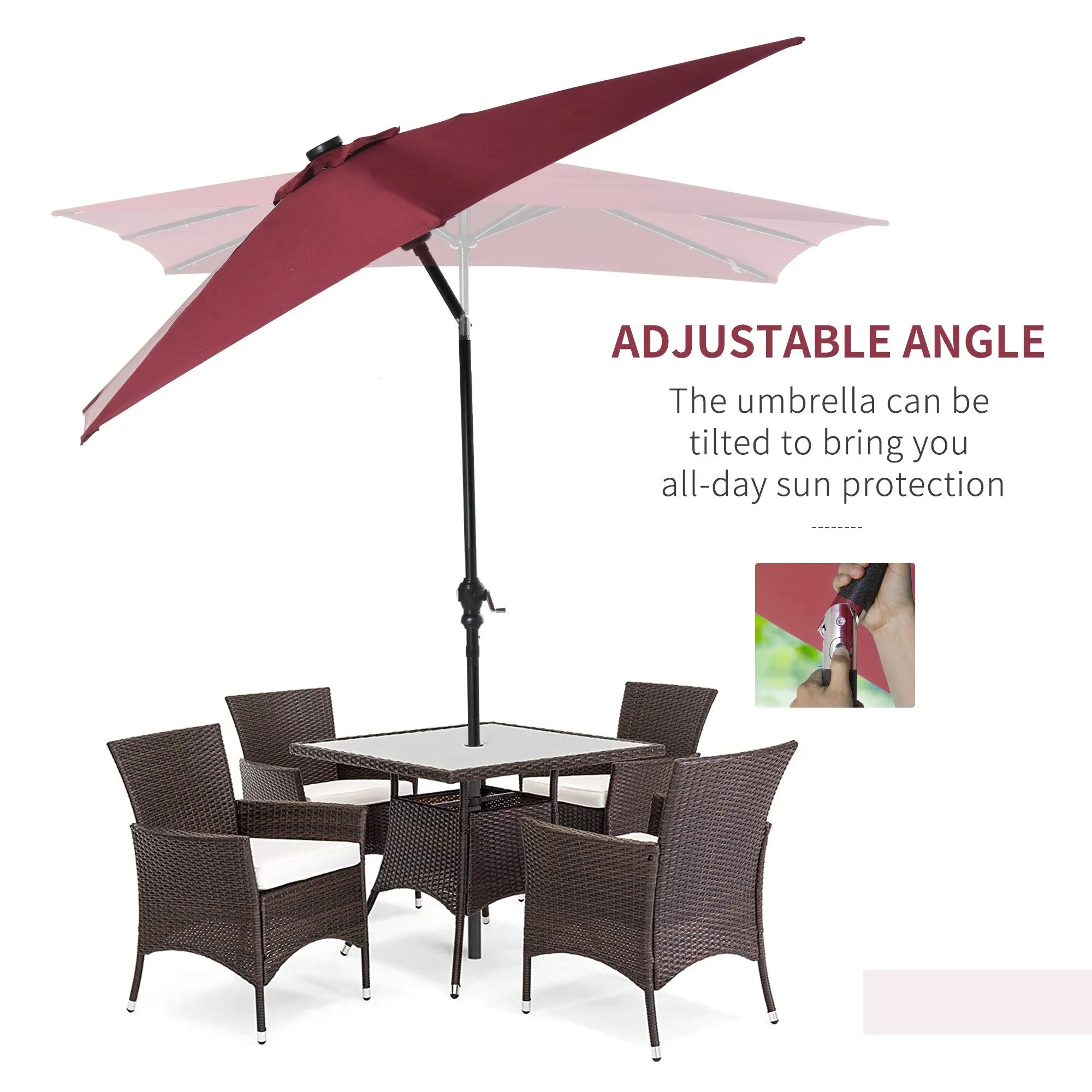 Versatile Outdoor Umbrella with Advanced Solar and Adjustable Features