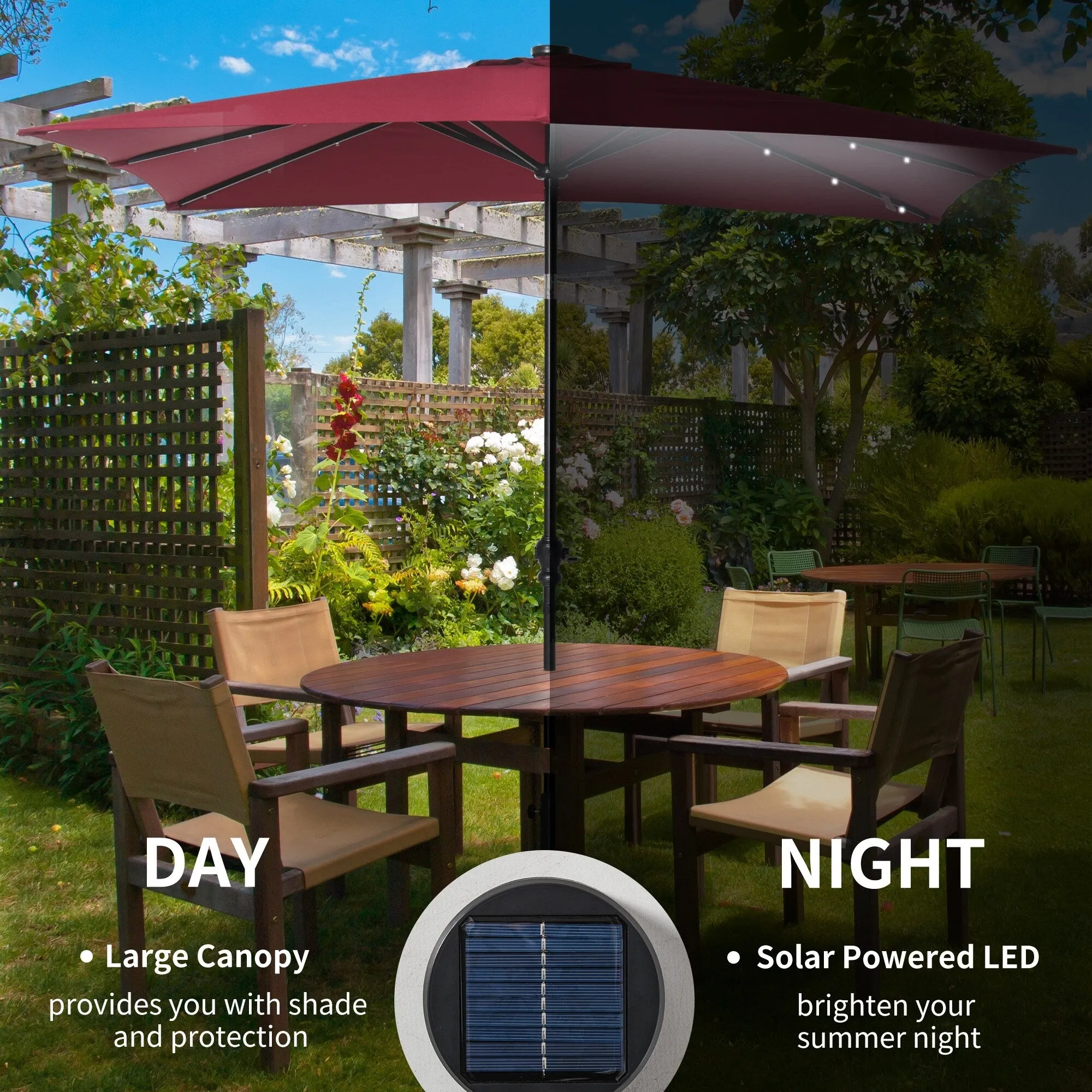 Versatile Outdoor Umbrella with Advanced Solar and Adjustable Features