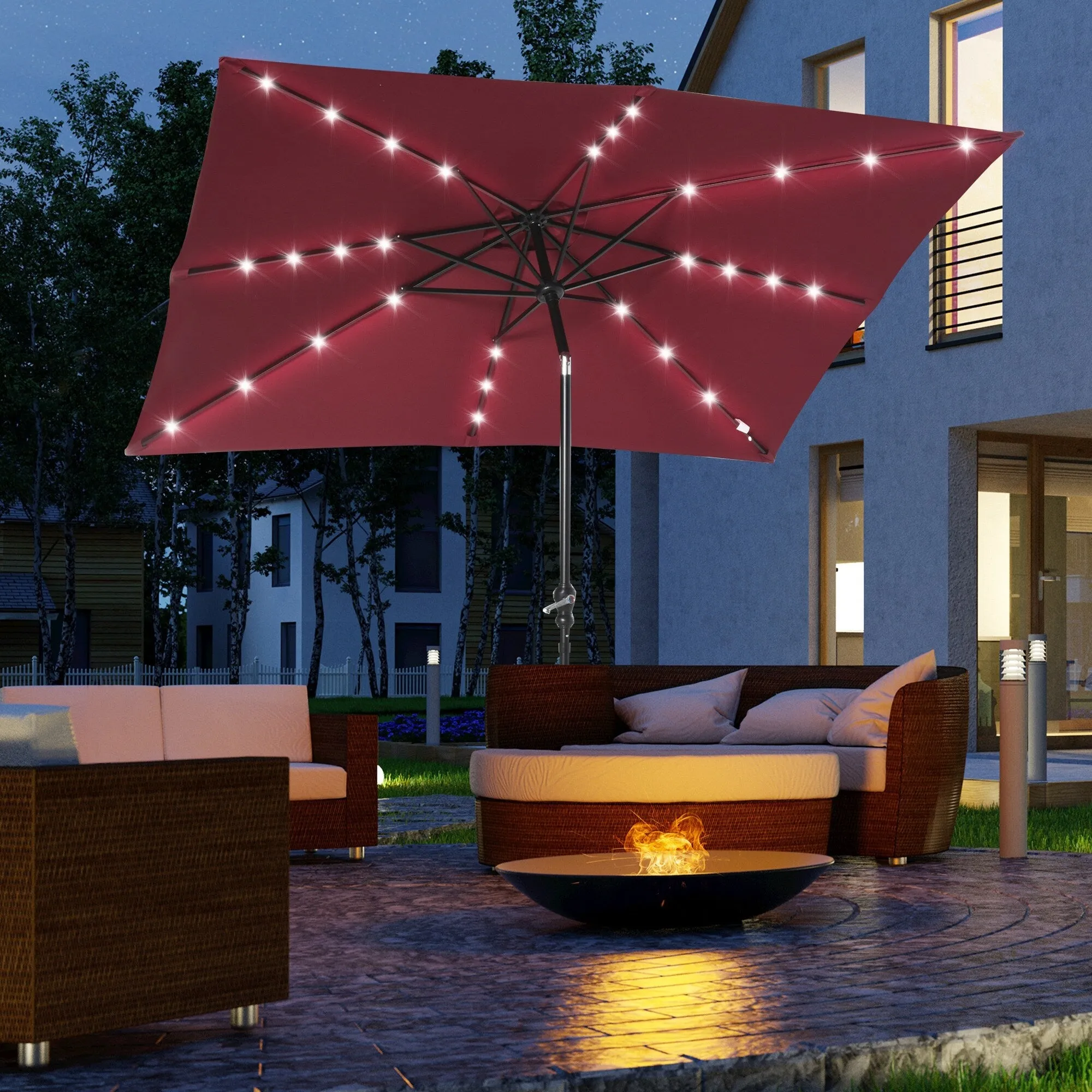 Versatile Outdoor Umbrella with Advanced Solar and Adjustable Features