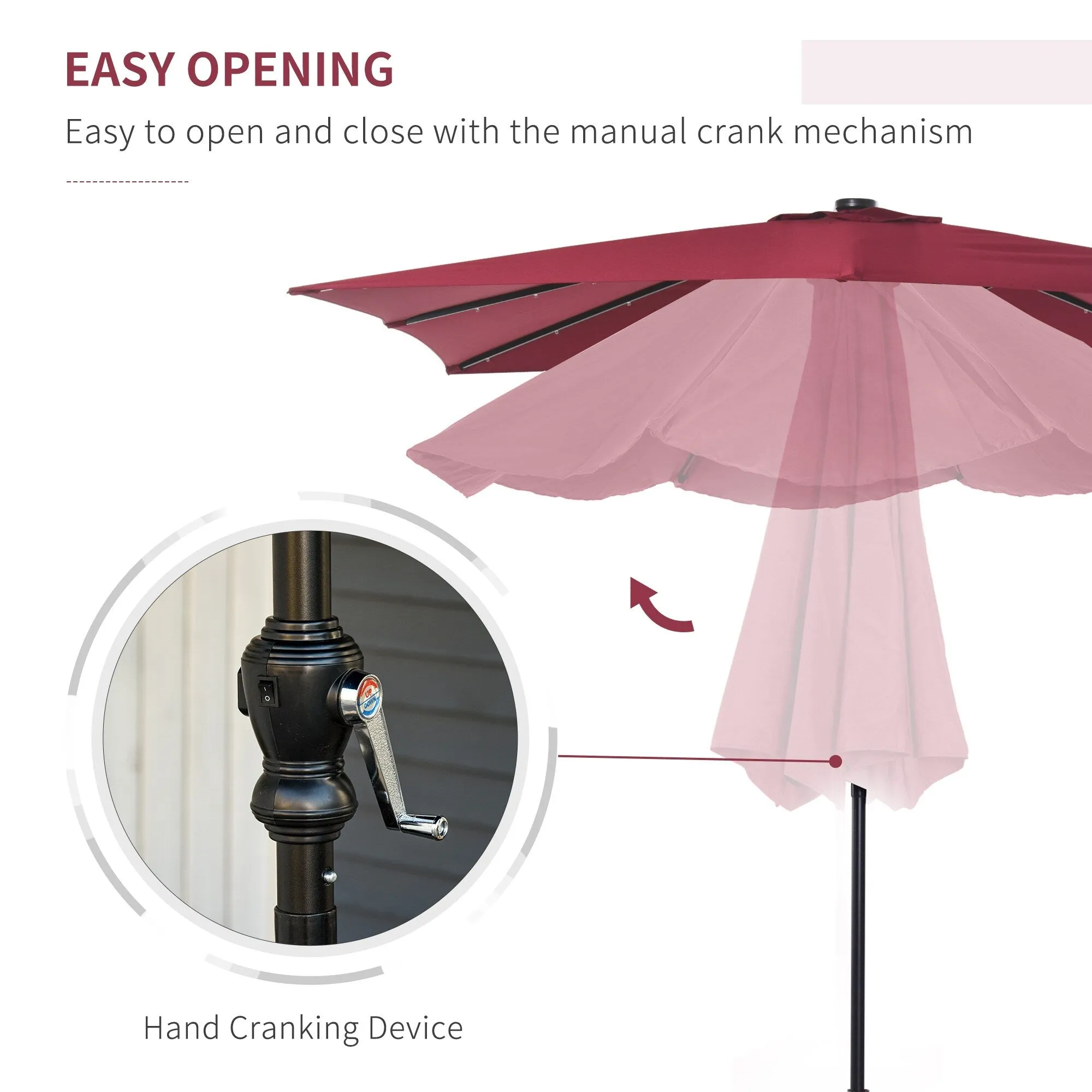 Versatile Outdoor Umbrella with Advanced Solar and Adjustable Features